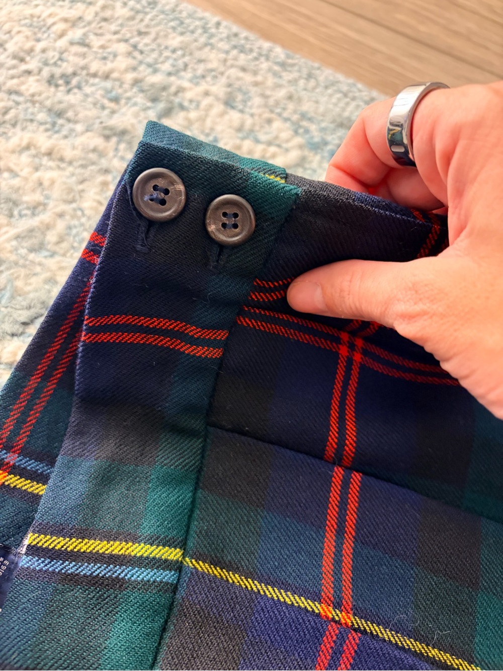 Vintage Ralph Lauren Tartan Plaid Maxi Pleated Skirt in Navy, Green, Red, Yellow - Picture 5 of 9